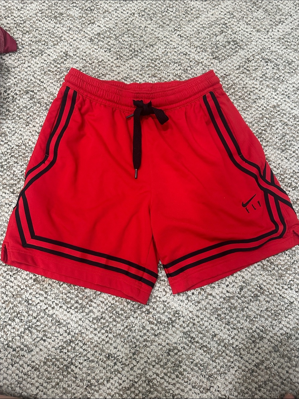 Nike Red Athletic Shorts with Black Trim